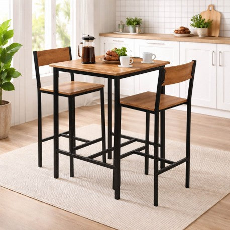 JUEGO MESA Y 2 SILLAS 60x60x87